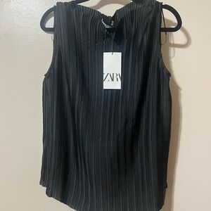 Zara Elegant Black Pleated Blouse